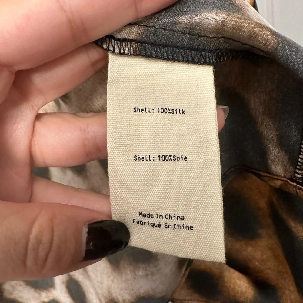 L'AGENCE Brown and Black Animal Print Shirt - Picture 3 of 4